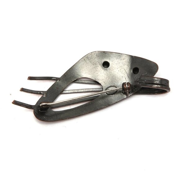 Vintage Abstract Copper Metal Brooch Decorative Pin Metallic Rake Ball Whimsical - Picture 5 of 6